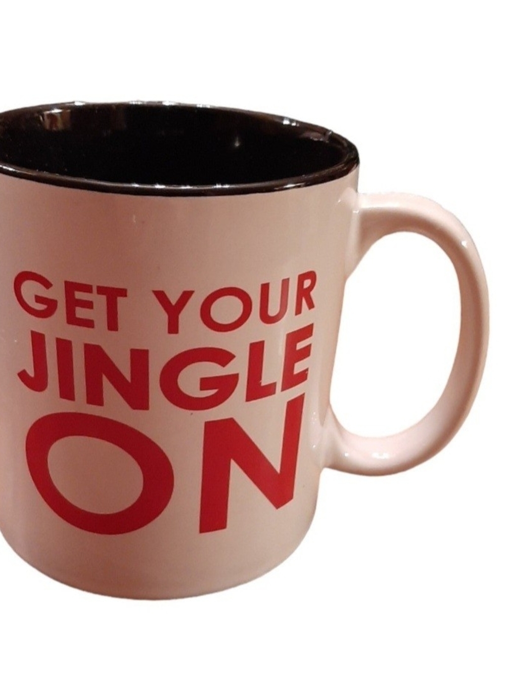 20 oz Get Your Jingle On Christmas Coffee Mug White Red Black Holiday